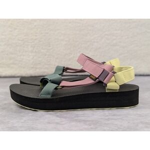 Teva Multi-Color Platform Sandals — Pink, Green, Yellow, Black